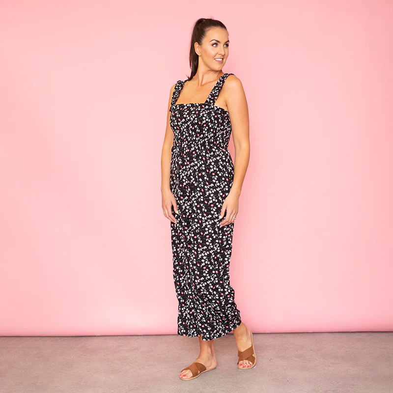 Tina Shirred Body Jumpsuit Black - Image 4
