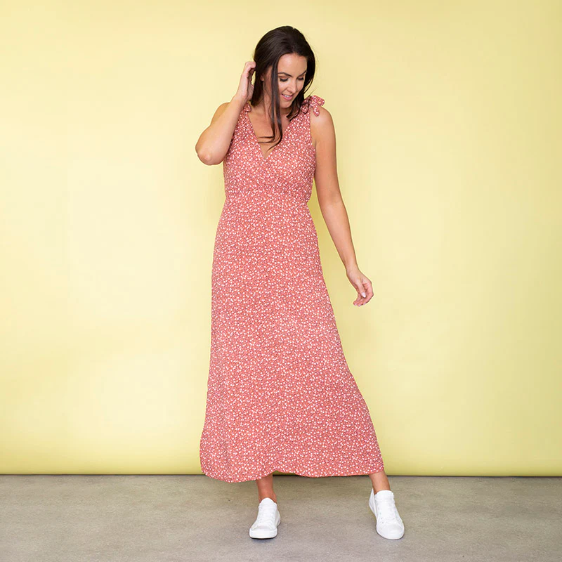 Georgia Bow Tie Midi Dress (Strawberry) - Image 6