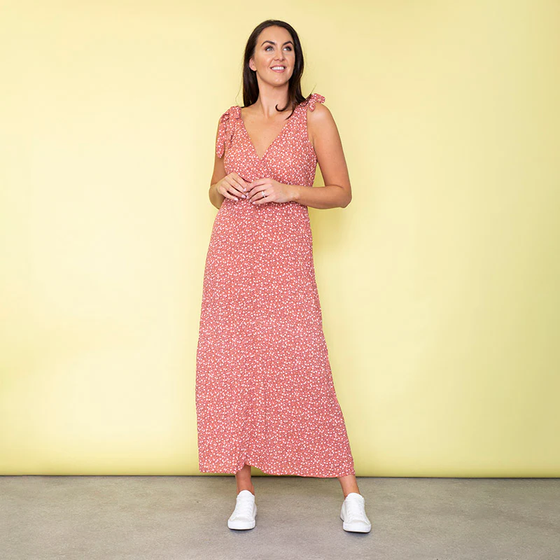Georgia Bow Tie Midi Dress (Strawberry) - Image 8