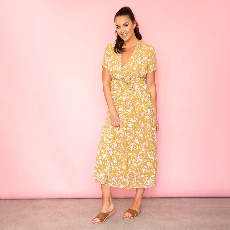 Sally Wrap Floral Dress Buttercup