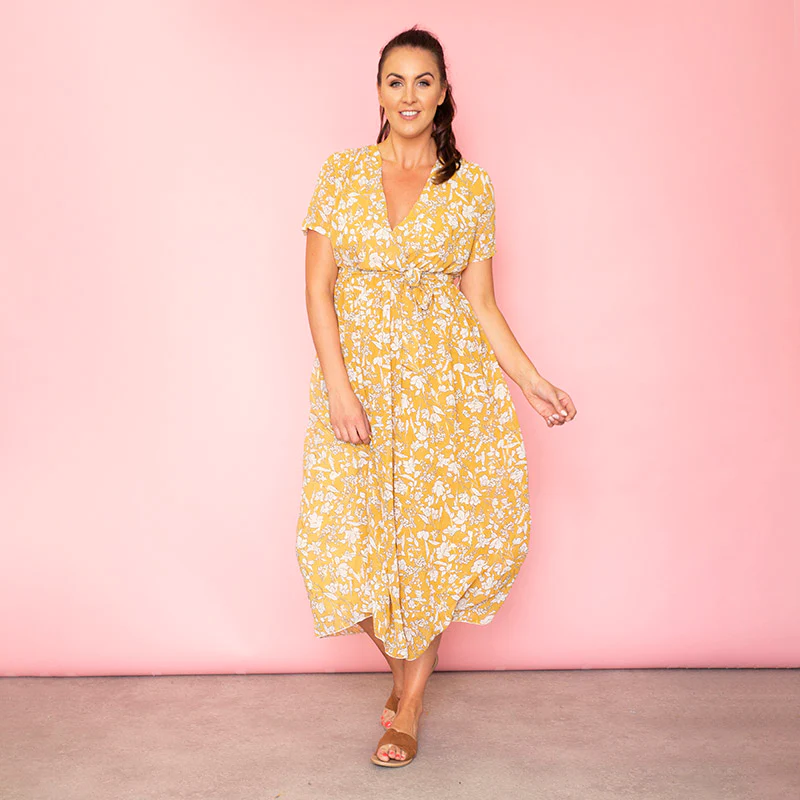 Sally Wrap Floral Dress Buttercup - Image 2