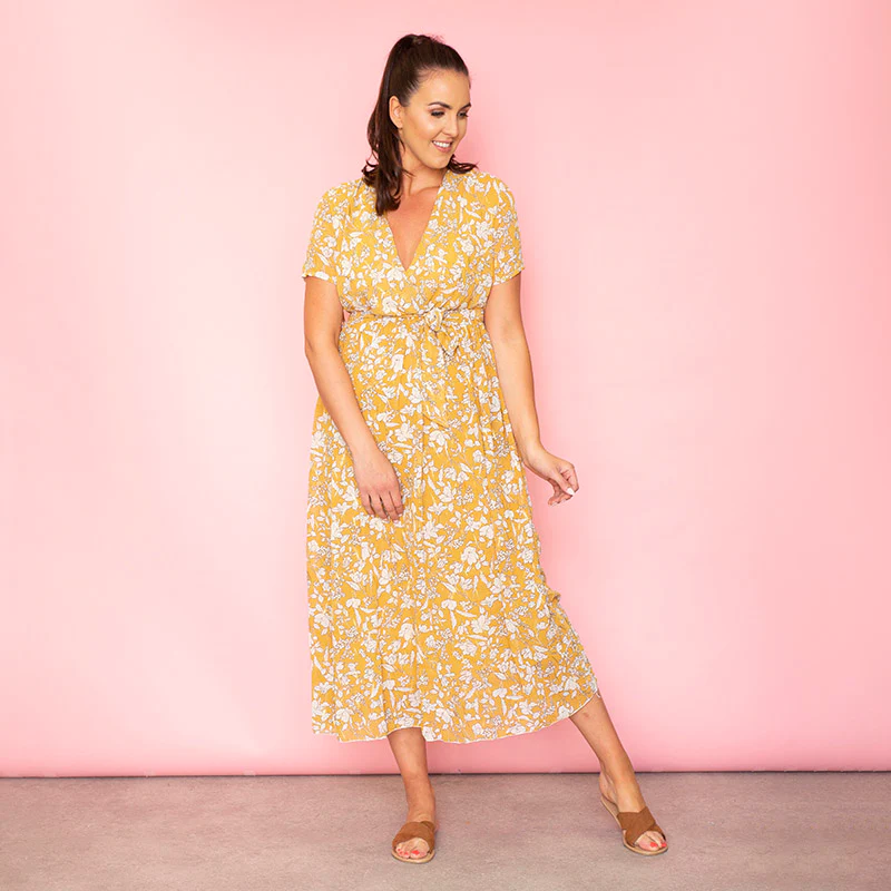 Sally Wrap Floral Dress Buttercup - Image 3