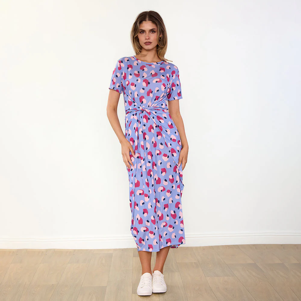 Alana Dress (Blue/Wine Abstract) - Image 3