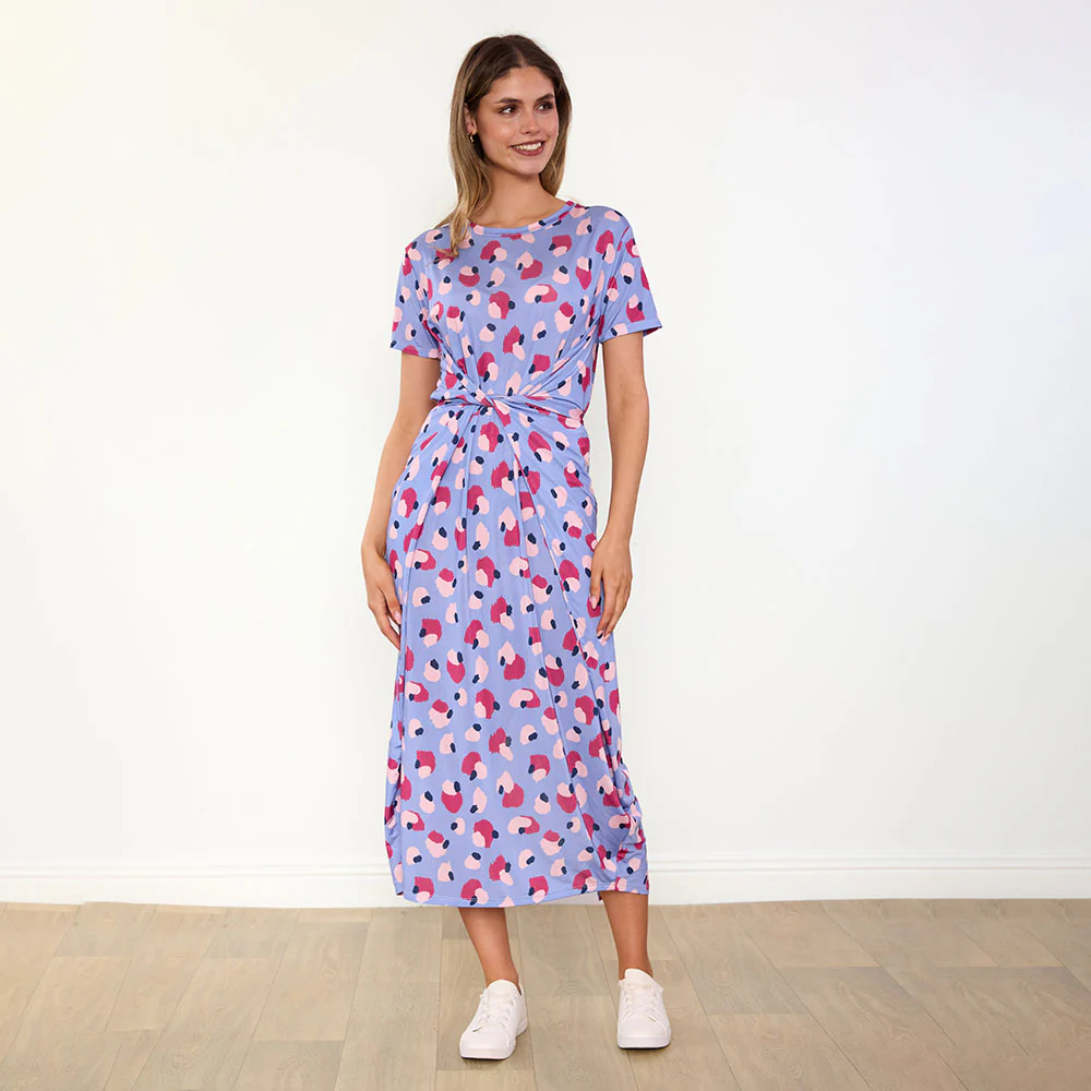 Alana Dress (Blue/Wine Abstract) - Image 4