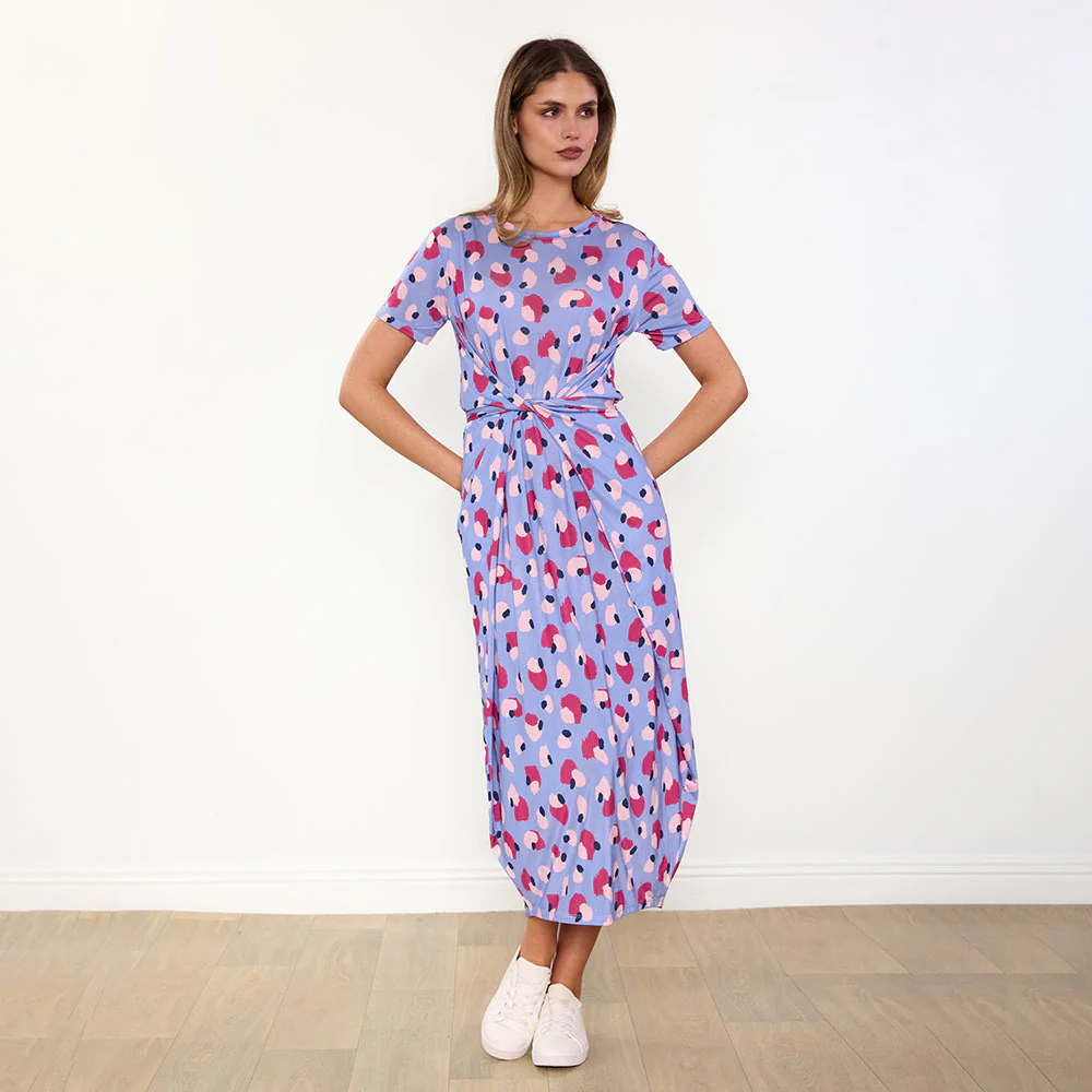 Alana Dress (Blue/Wine Abstract) - Image 6