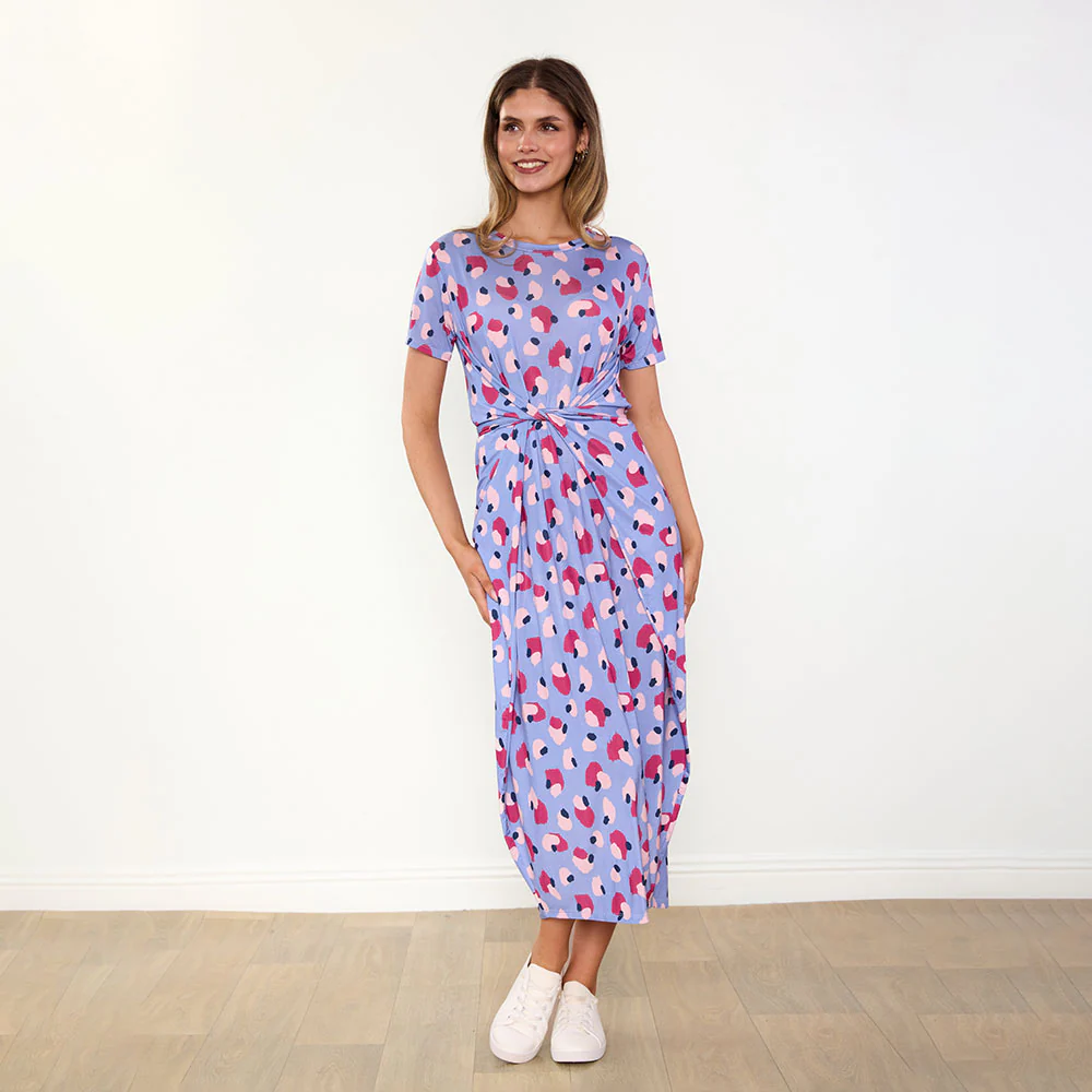 Alana Dress (Blue/Wine Abstract) - Image 7