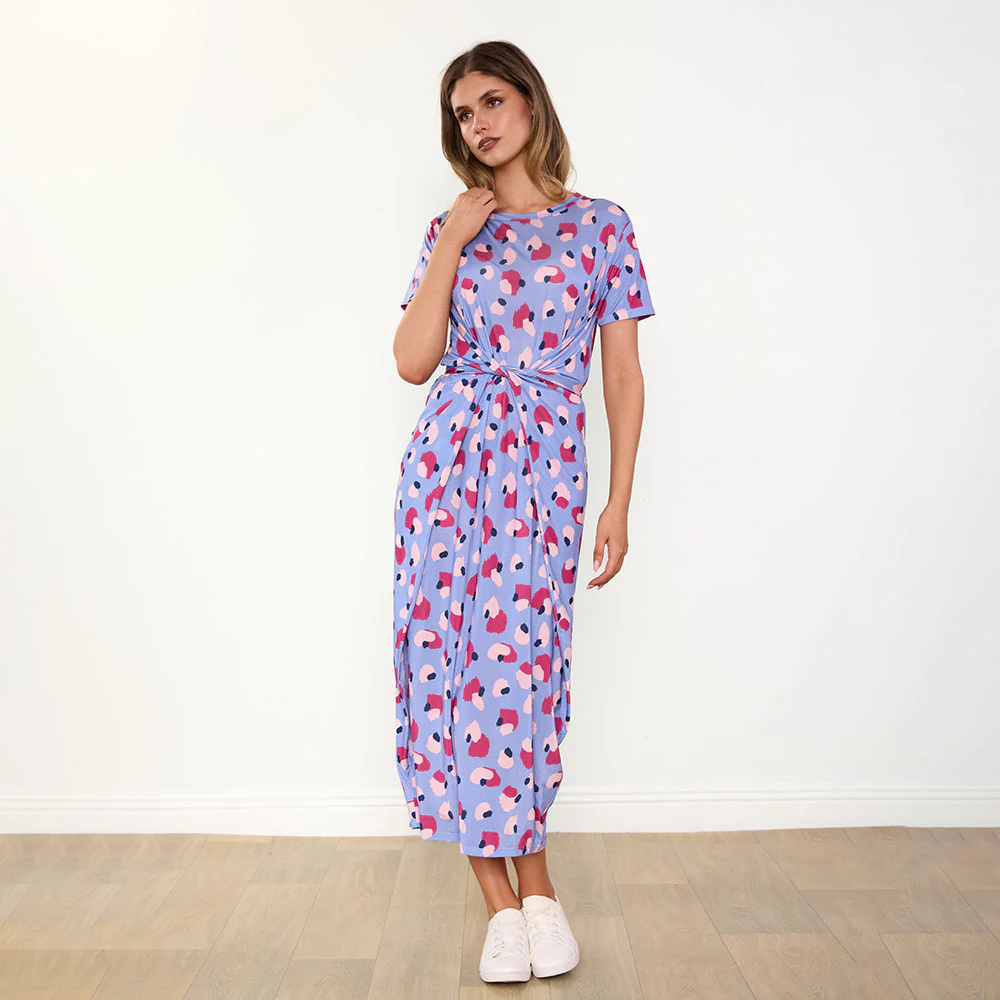 Alana Dress (Blue/Wine Abstract) - Image 8