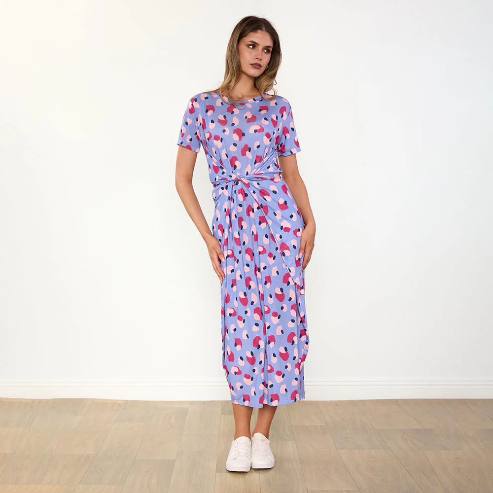 Alana Dress (Blue/Wine Abstract) - Image 9