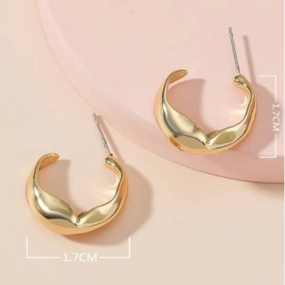 Alloy Hoop Earrings (Gold) - Image 2
