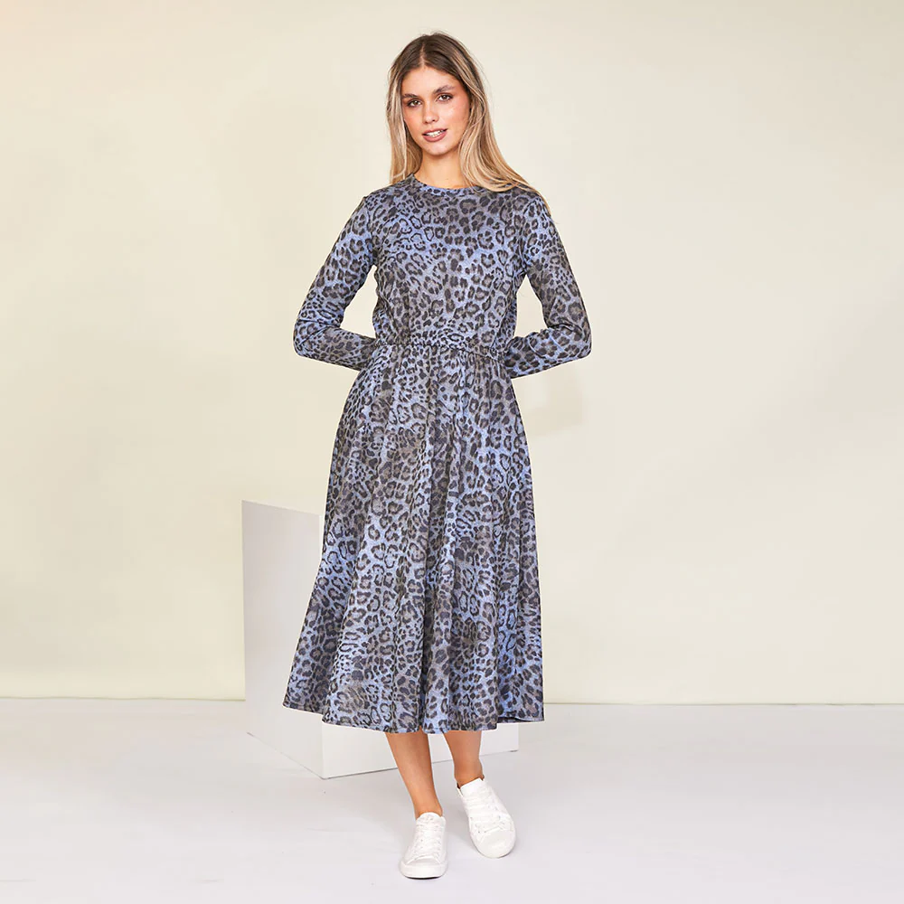 Annie Dress (Blue Leopard)