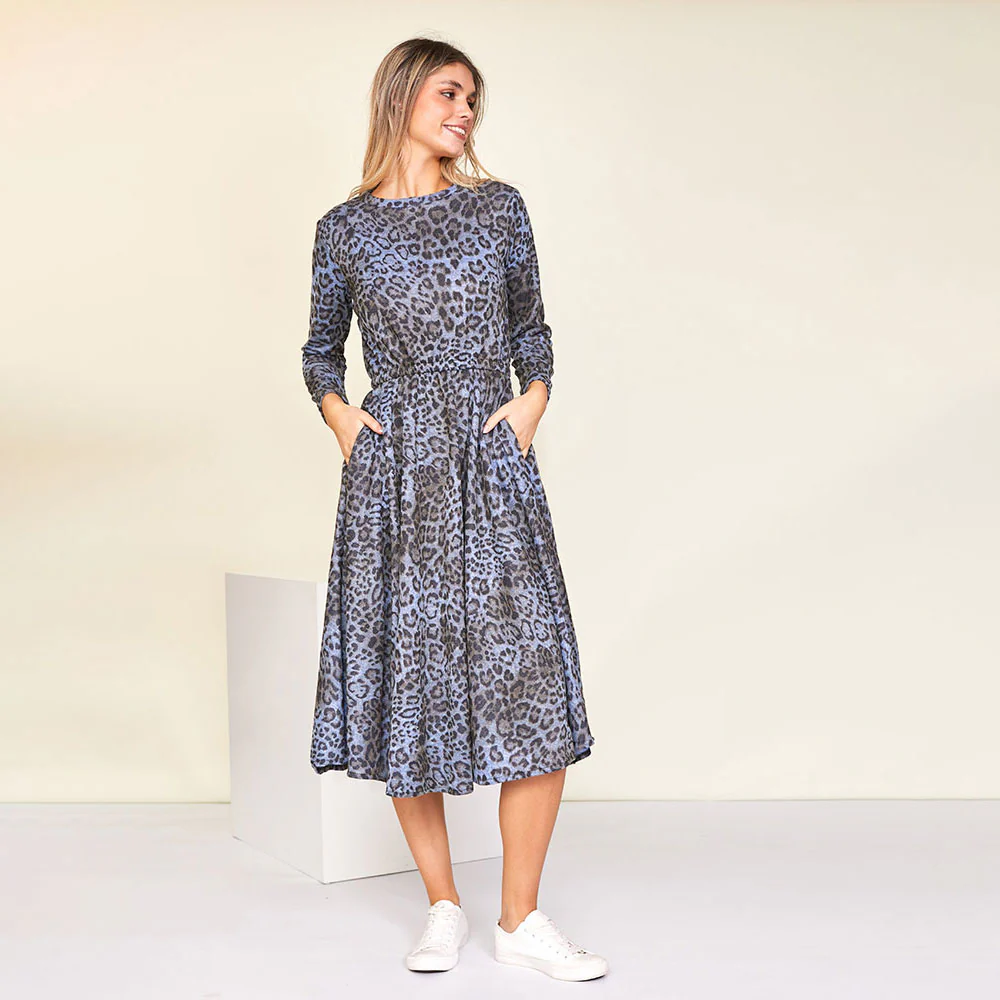 Annie Dress (Blue Leopard) - Image 6