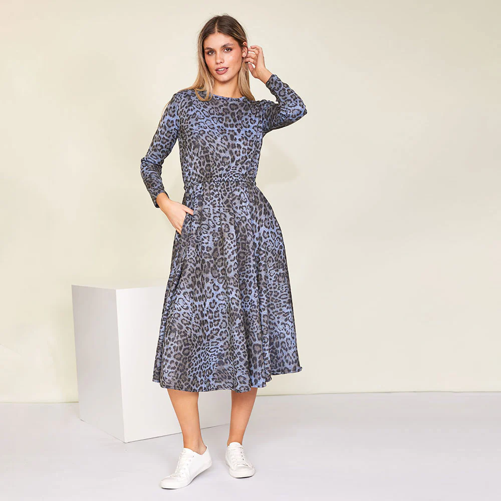 Annie Dress (Blue Leopard) - Image 9