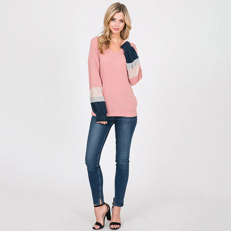 Apolo Colour Block Top Rose - Image 3