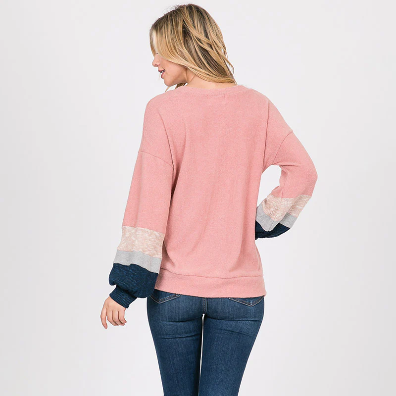 Apolo Colour Block Top Rose - Image 9