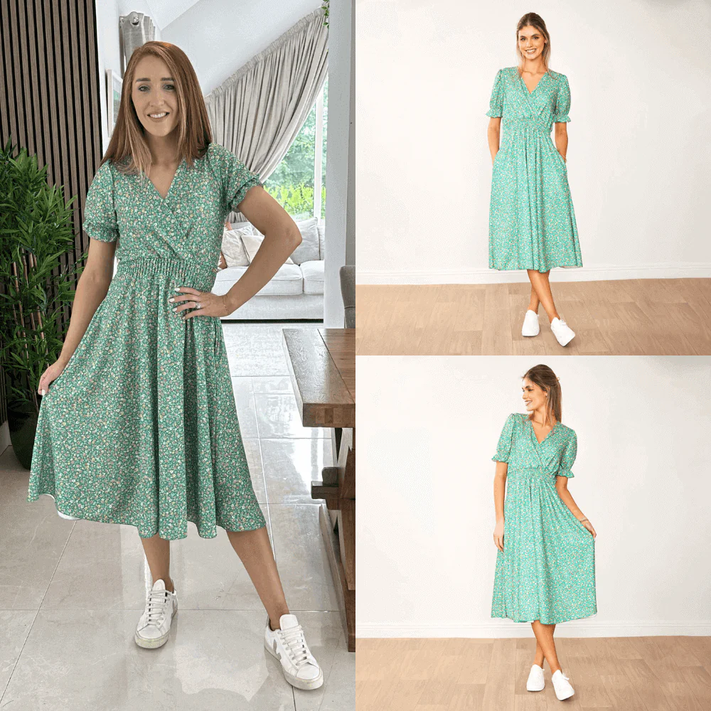 Belle Dress (Green Floral) - Image 2
