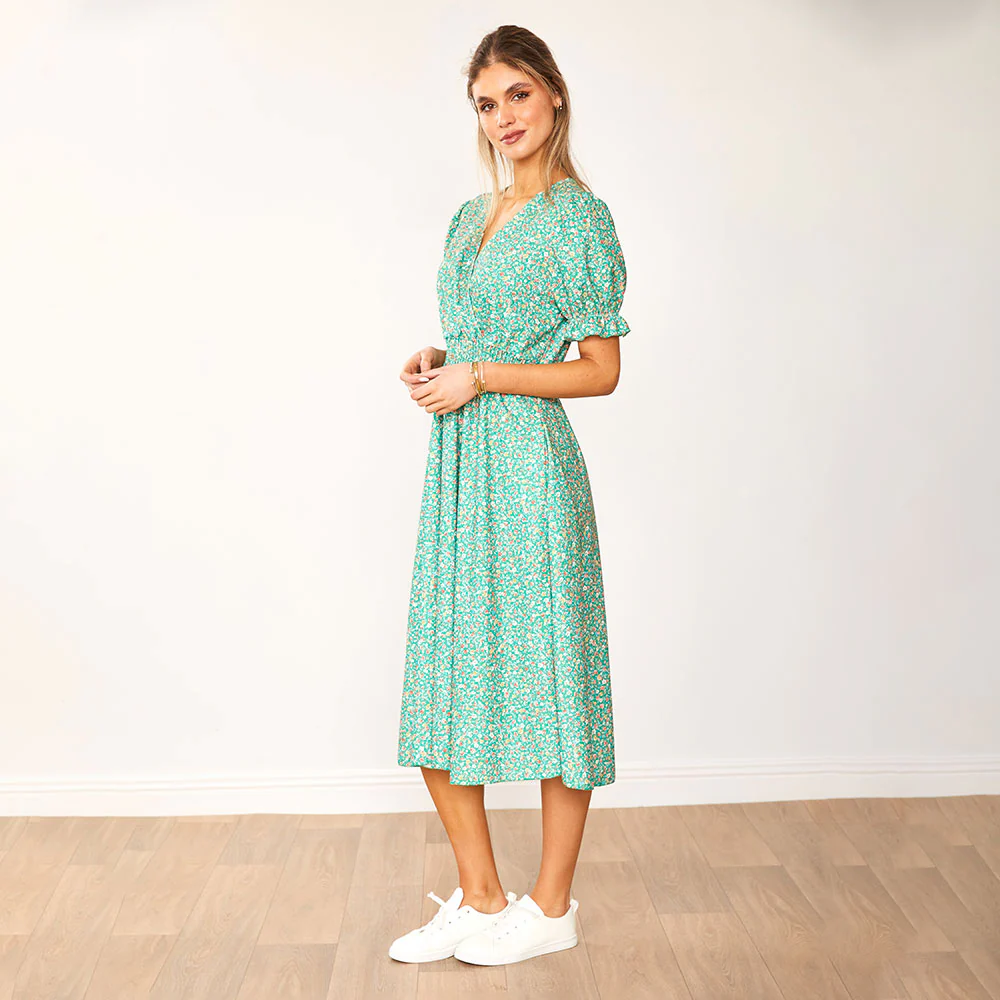 Belle Dress (Green Floral) - Image 9