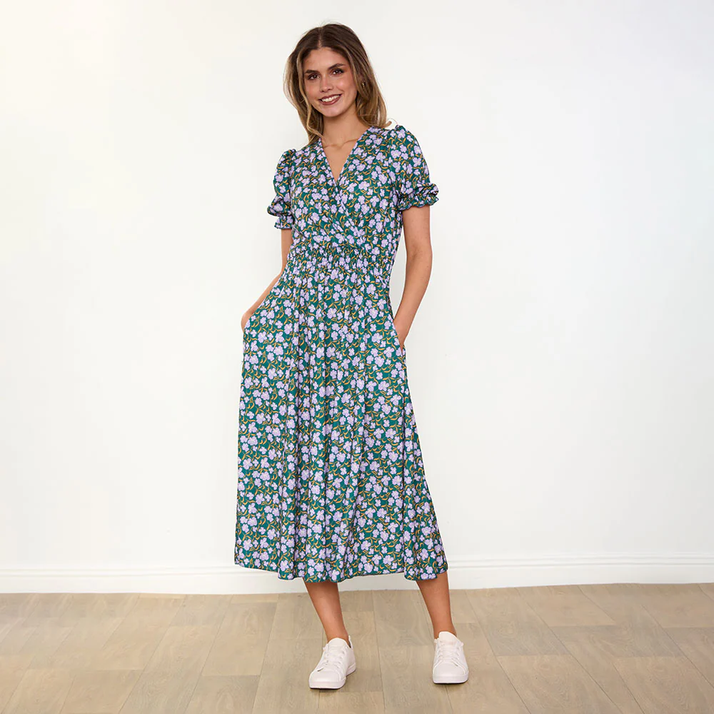 Belle Dress (Green/Lilac Wildflower) - Image 11