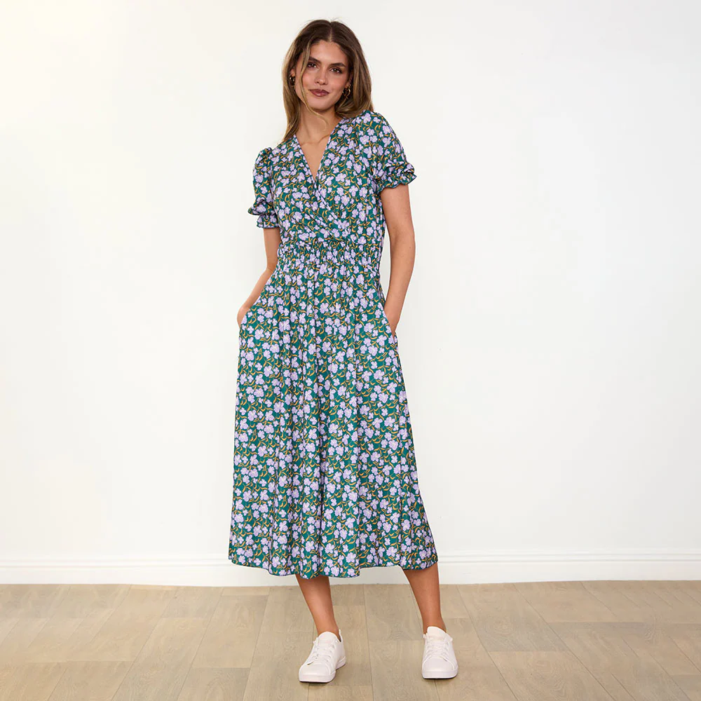 Belle Dress (Green/Lilac Wildflower) - Image 13