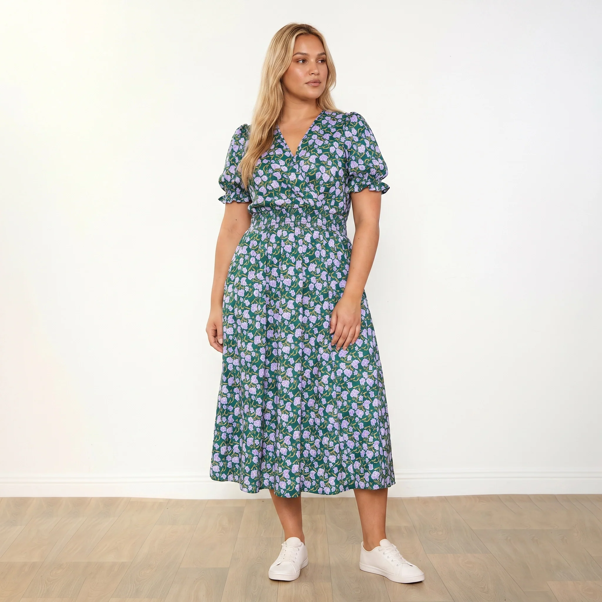Belle Dress (Green/Lilac Wildflower) - Image 14