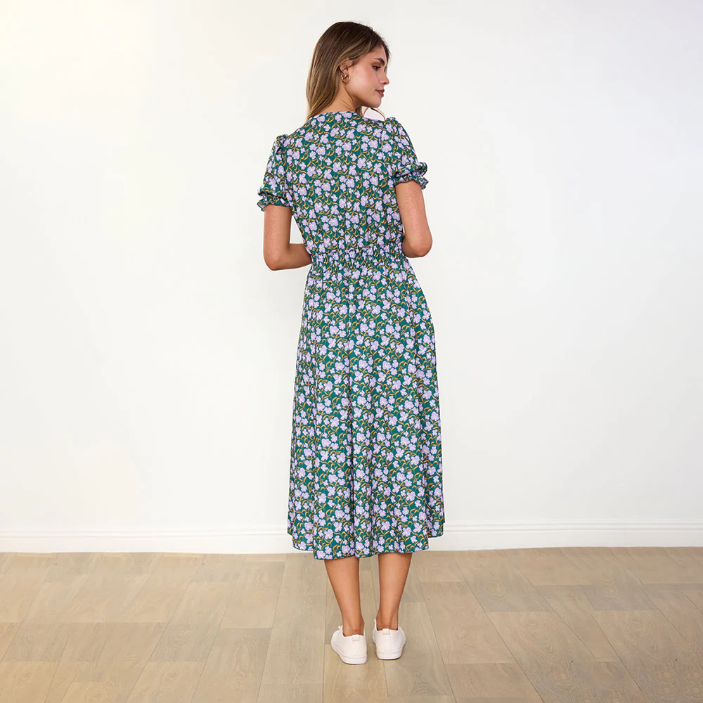 Belle Dress (Green/Lilac Wildflower) - Image 17