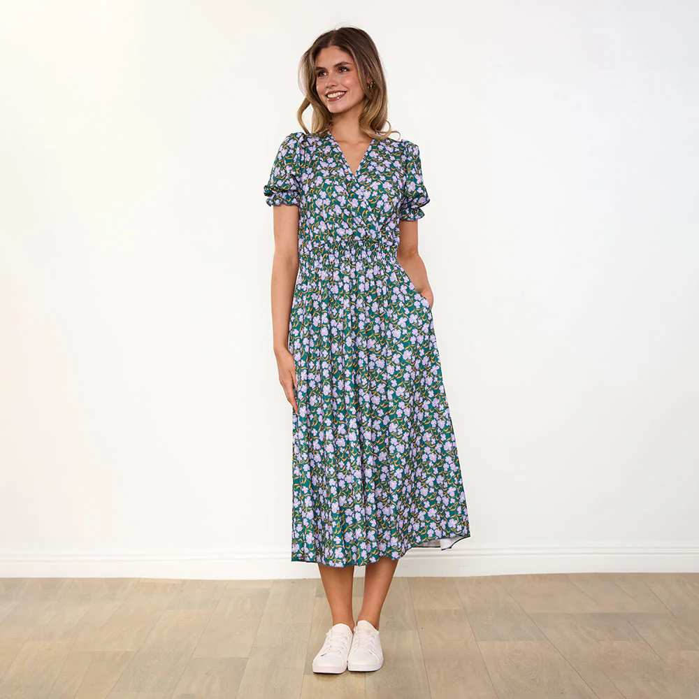 Belle Dress (Green/Lilac Wildflower) - Image 5