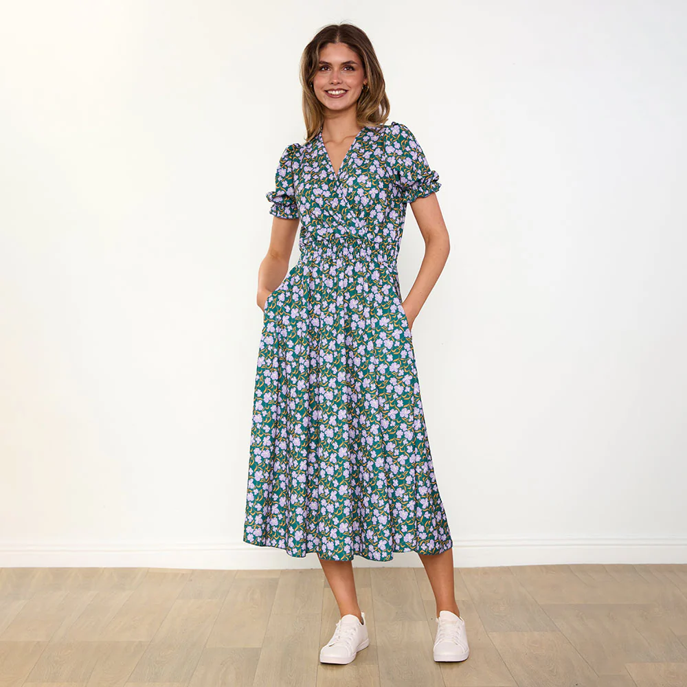 Belle Dress (Green/Lilac Wildflower) - Image 8