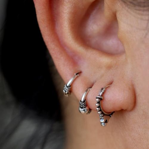 Boho Mini Hoop Earring Siver - Image 2