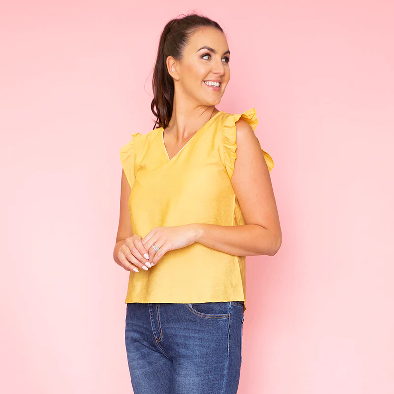 Emma Ruffle Sleeve Top (Yellow) - Image 5