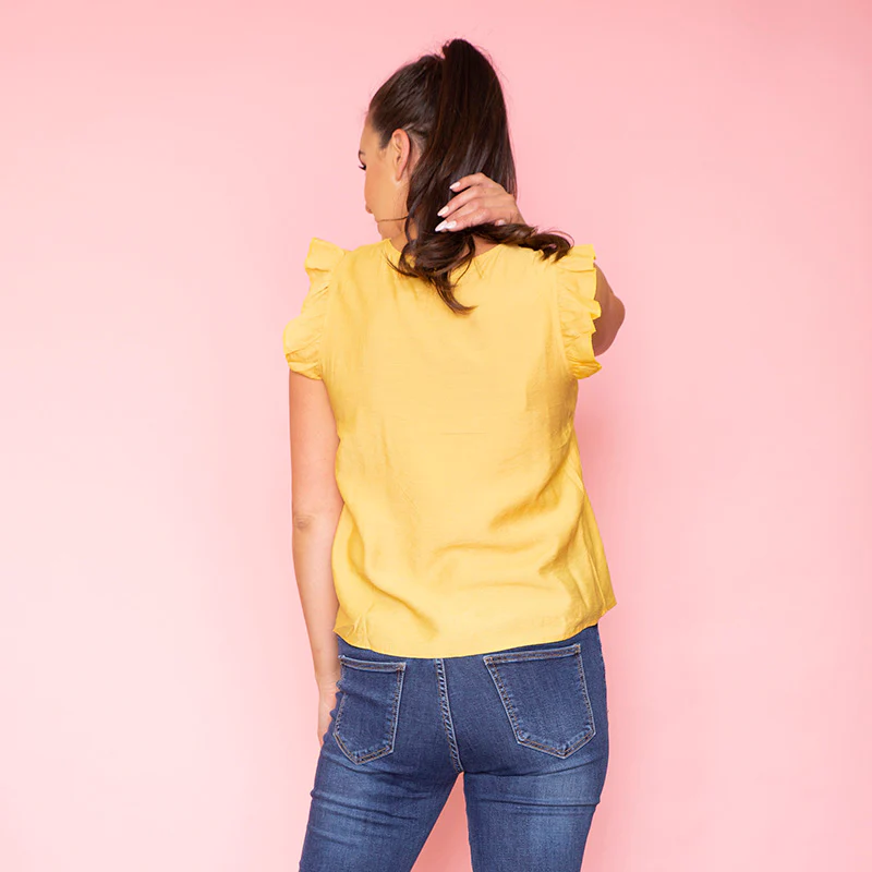 Emma Ruffle Sleeve Top (Yellow) - Image 8