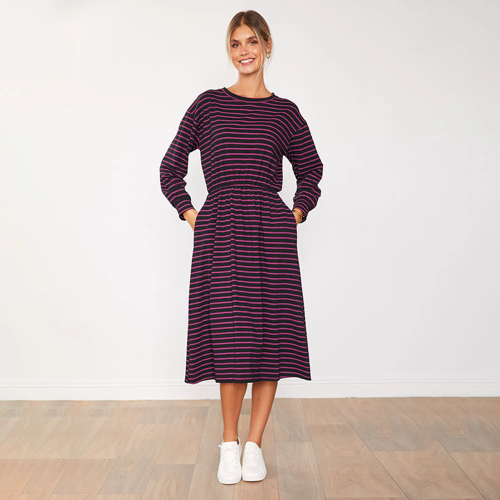Carmen Dress (Black/Pink Stripe) - Image 10