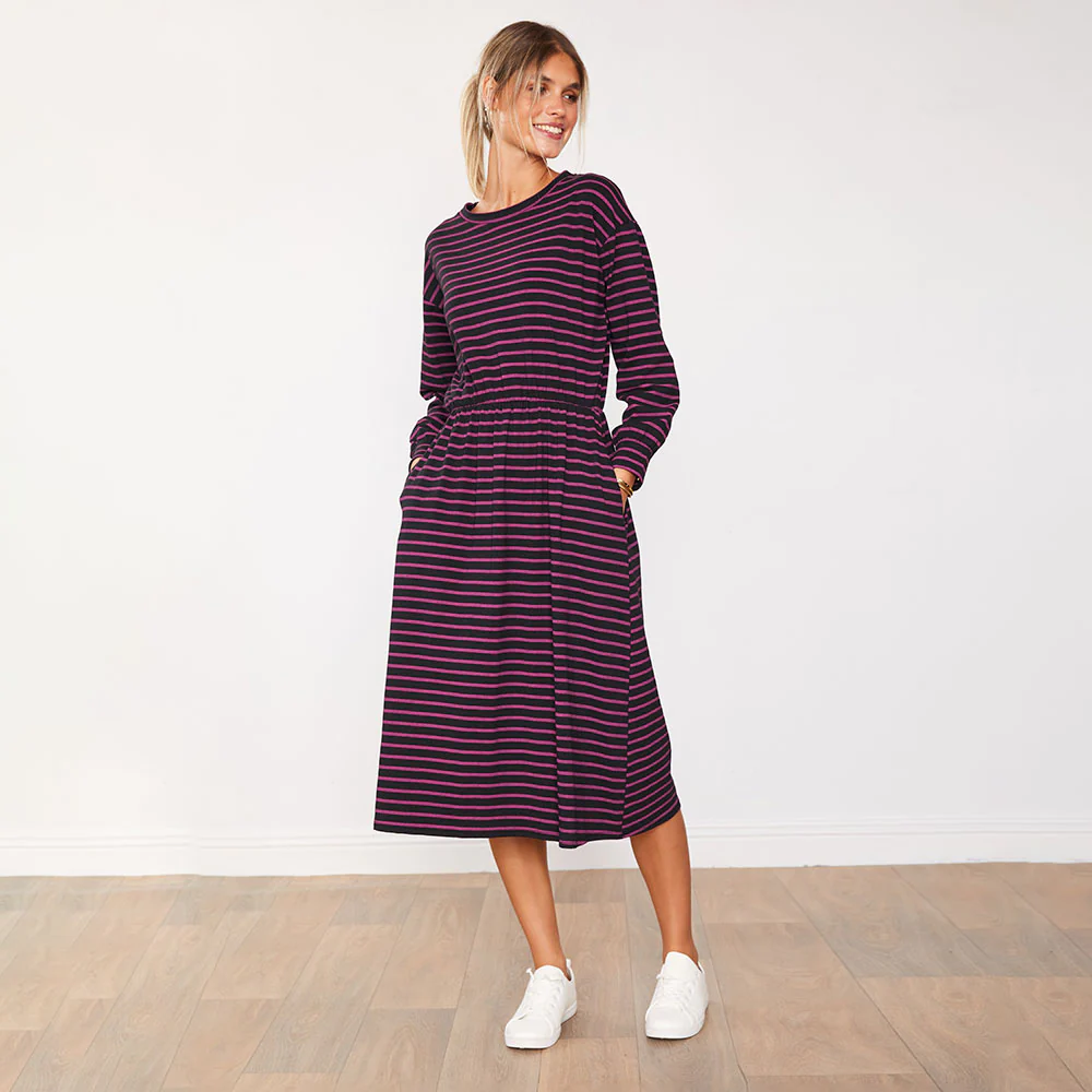 Carmen Dress (Black/Pink Stripe) - Image 11