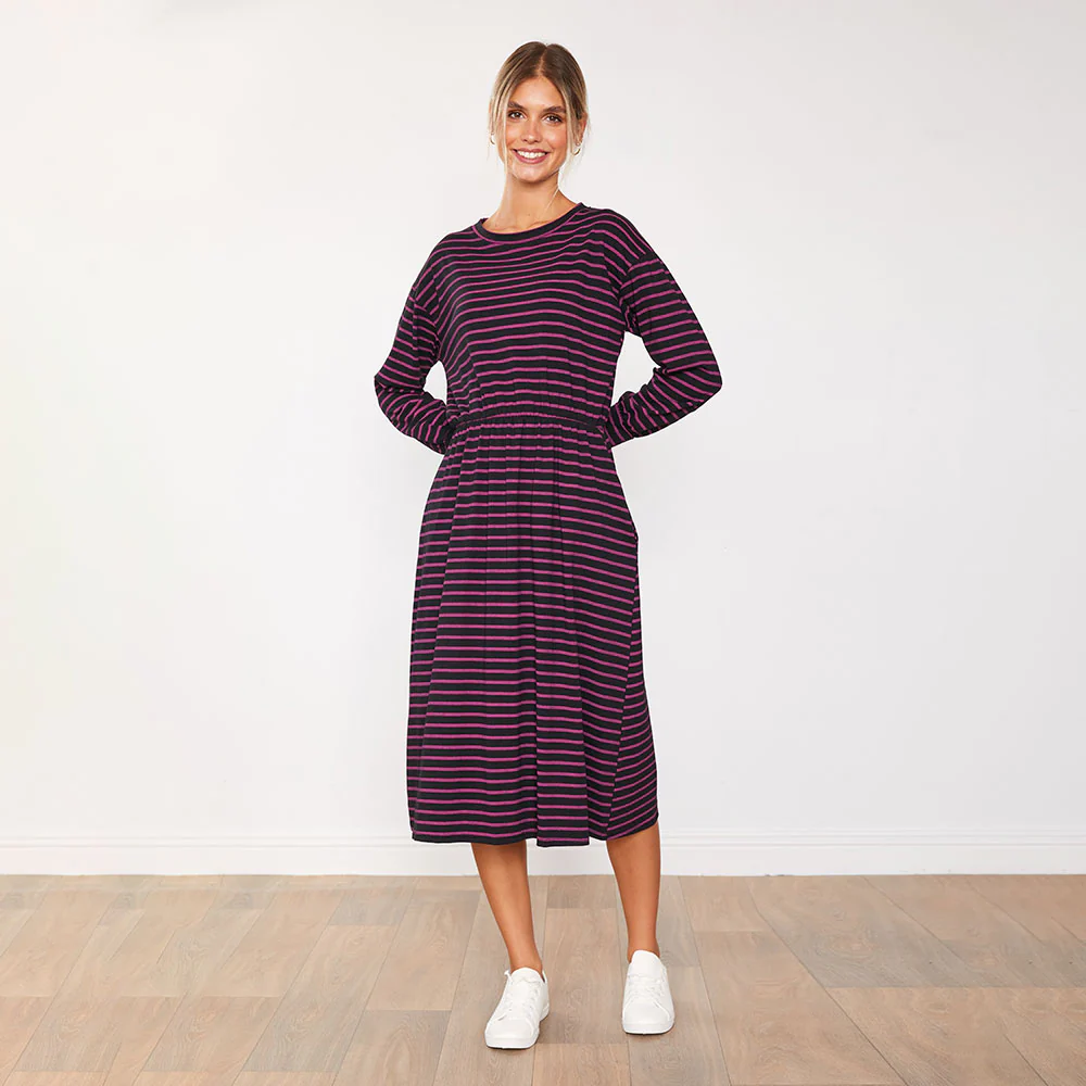 Carmen Dress (Black/Pink Stripe) - Image 12