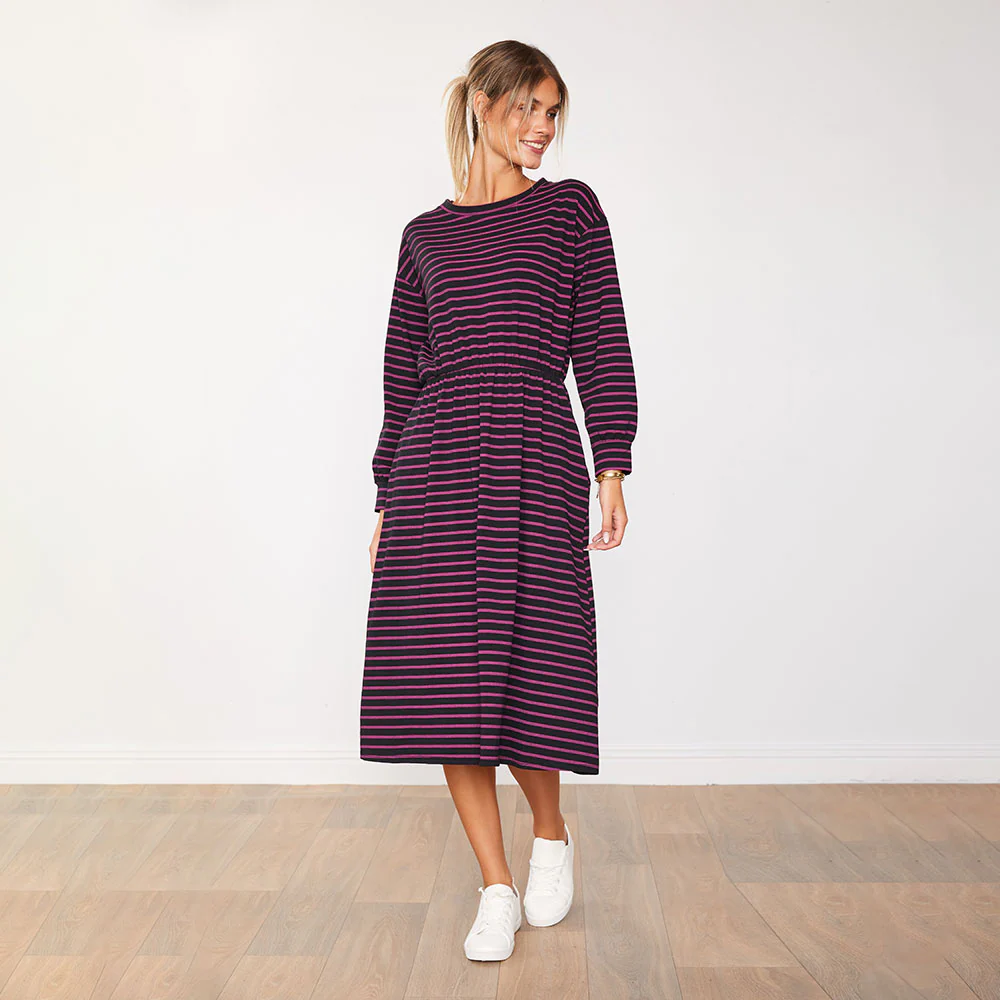 Carmen Dress (Black/Pink Stripe) - Image 13
