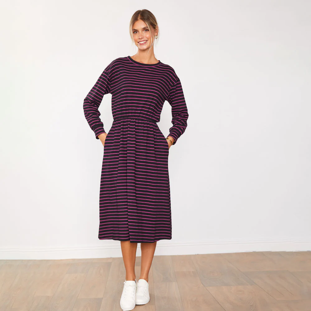 Carmen Dress (Black/Pink Stripe) - Image 14