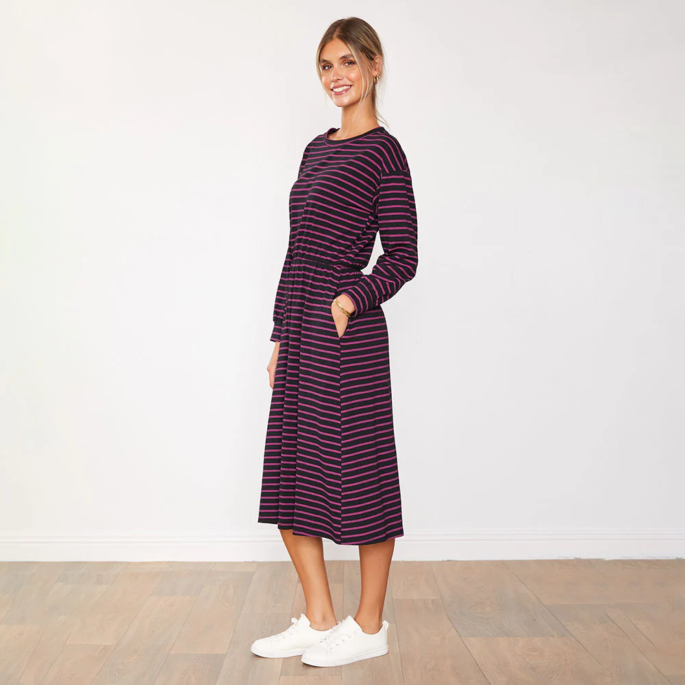 Carmen Dress (Black/Pink Stripe) - Image 15