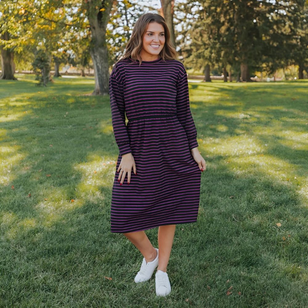 Carmen Dress (Black/Pink Stripe) - Image 5