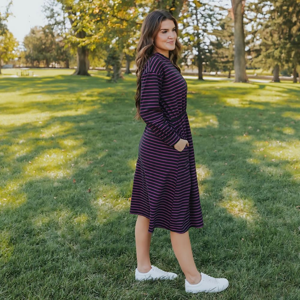 Carmen Dress (Black/Pink Stripe) - Image 6