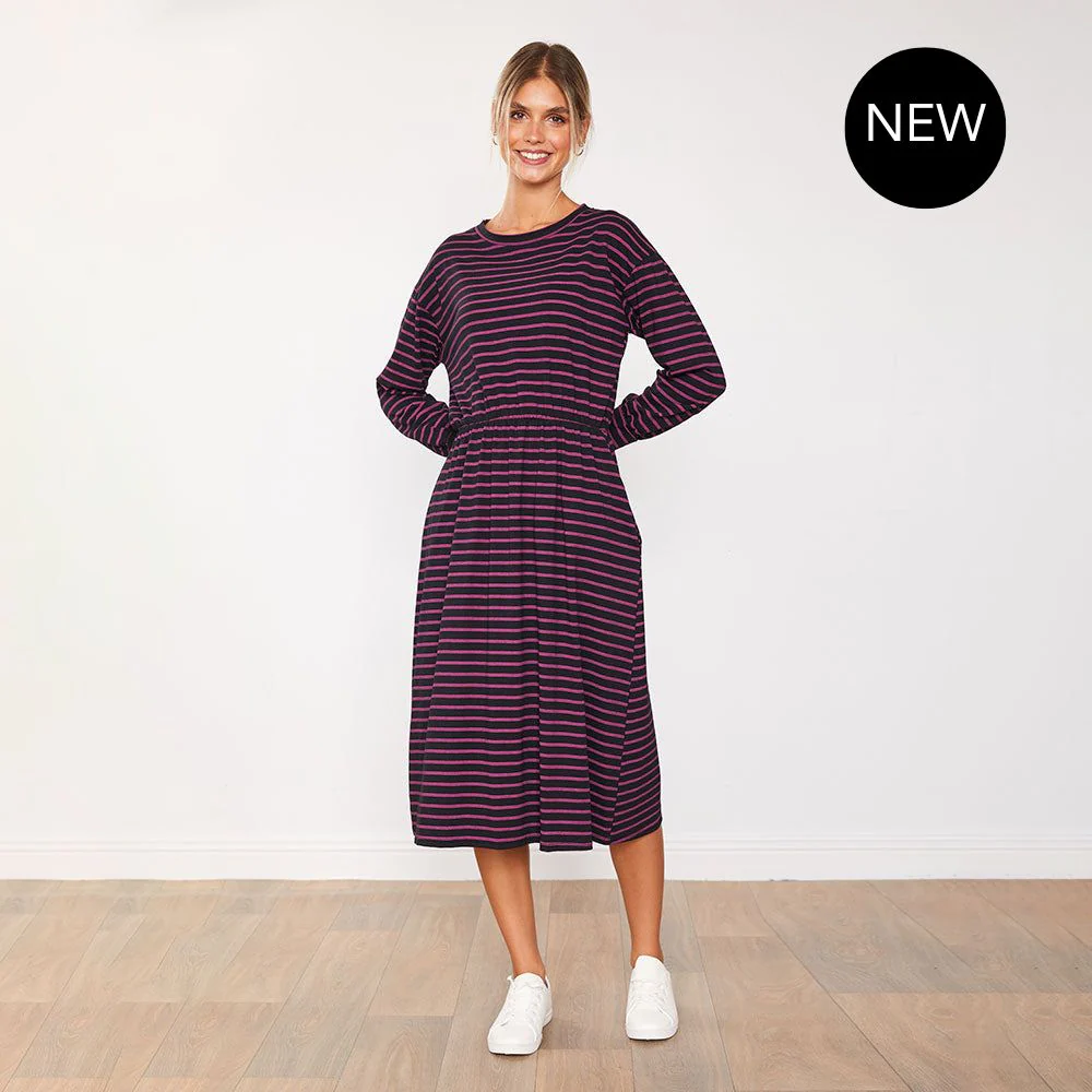 Carmen Dress (Black/Pink Stripe) - Image 8