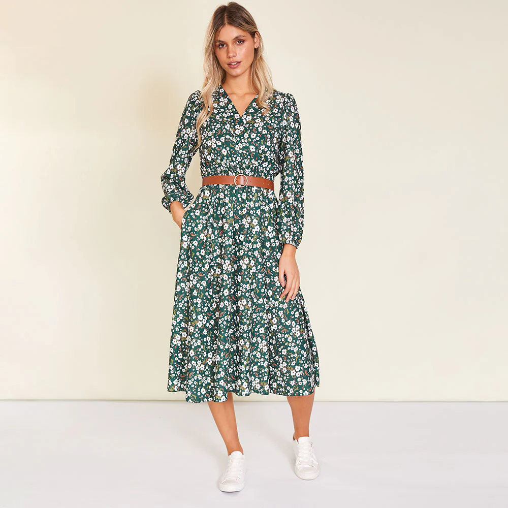 Carrie Dress (Floral Green) - Image 3