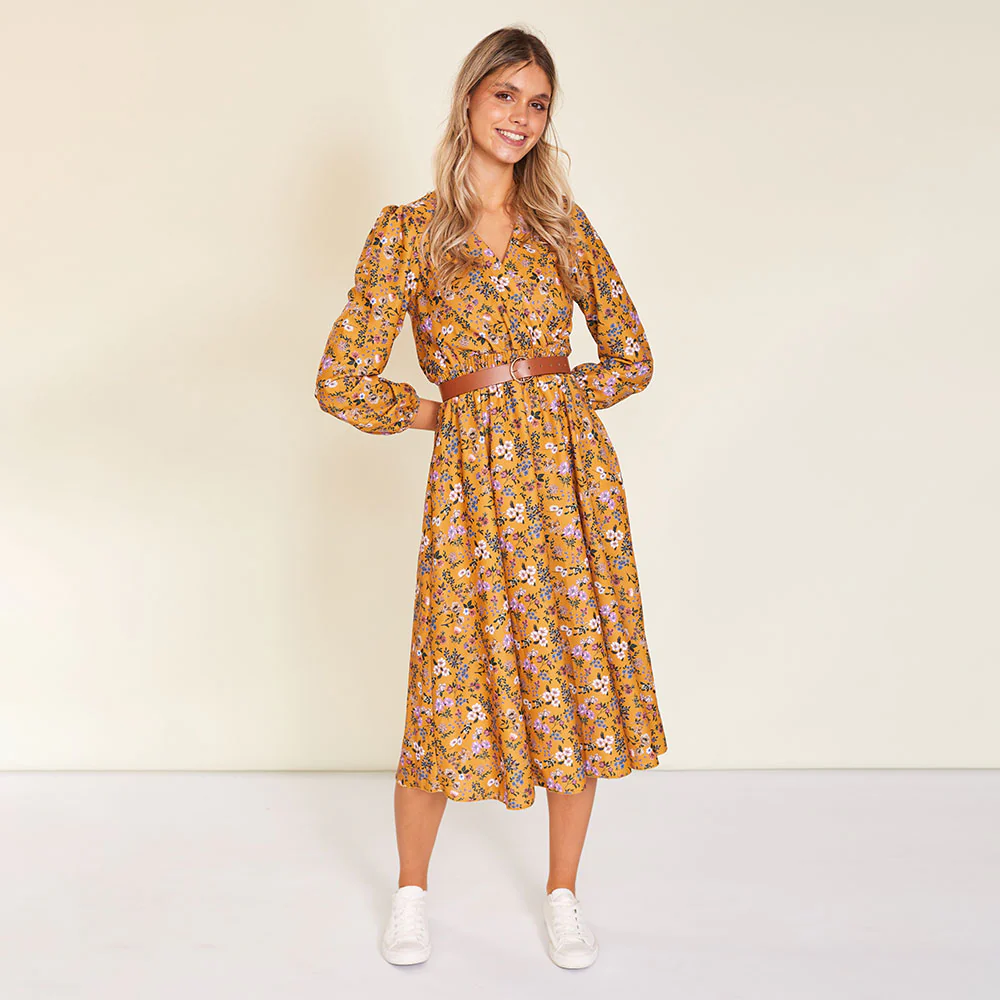 Carrie Dress (Floral Mustard) - Image 10
