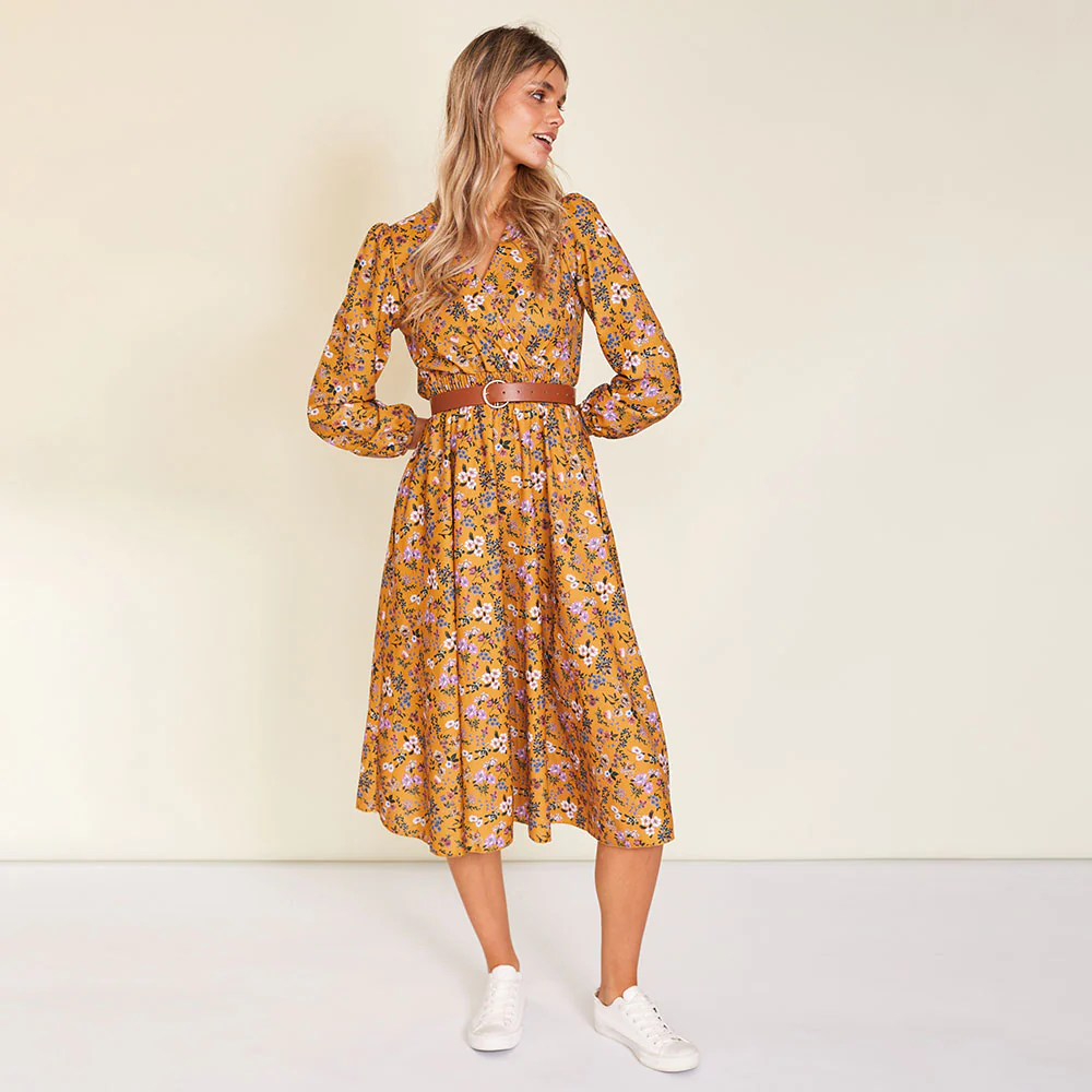 Carrie Dress (Floral Mustard) - Image 11