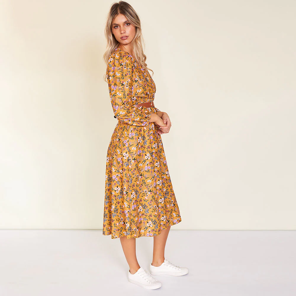 Carrie Dress (Floral Mustard) - Image 13