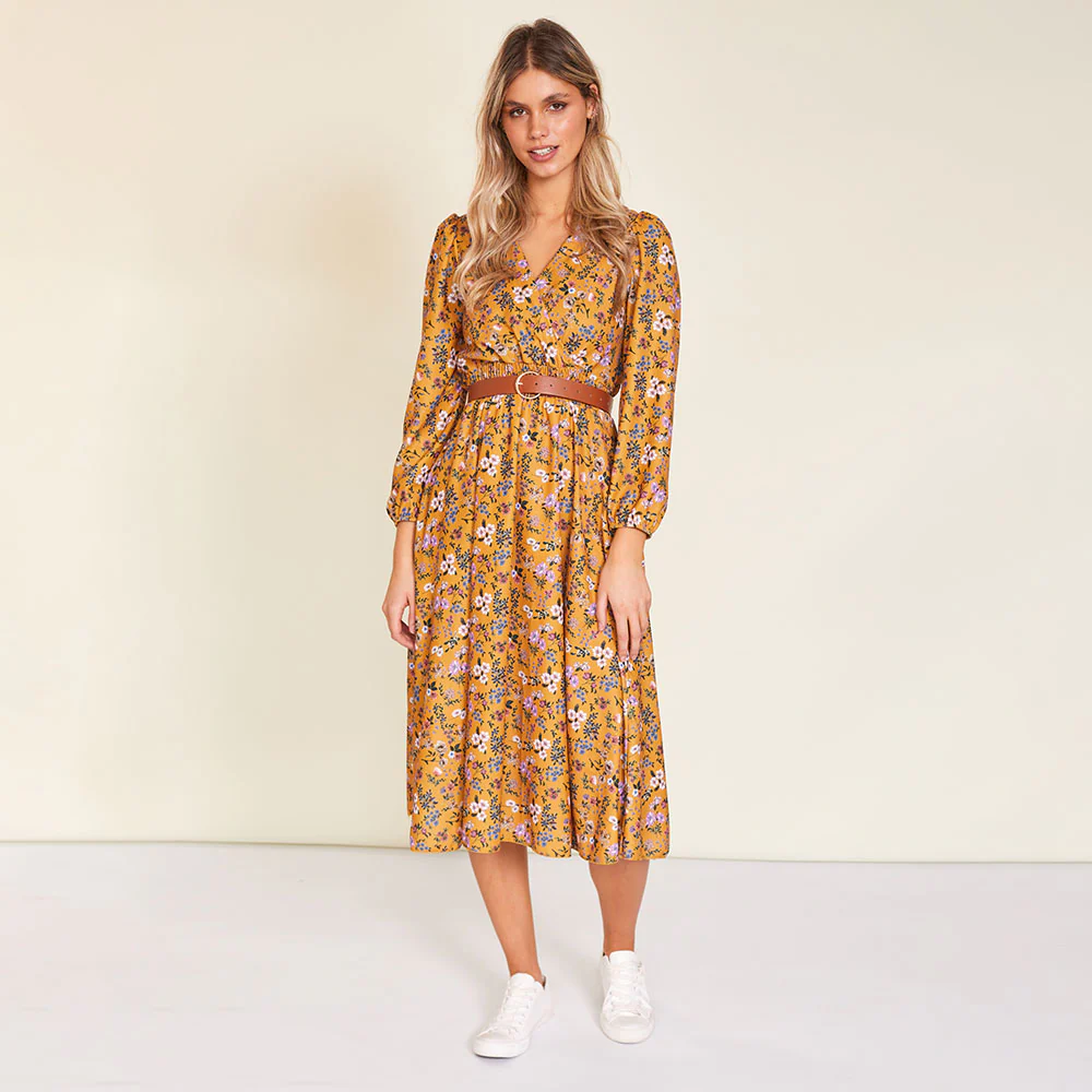 Carrie Dress (Floral Mustard) - Image 3