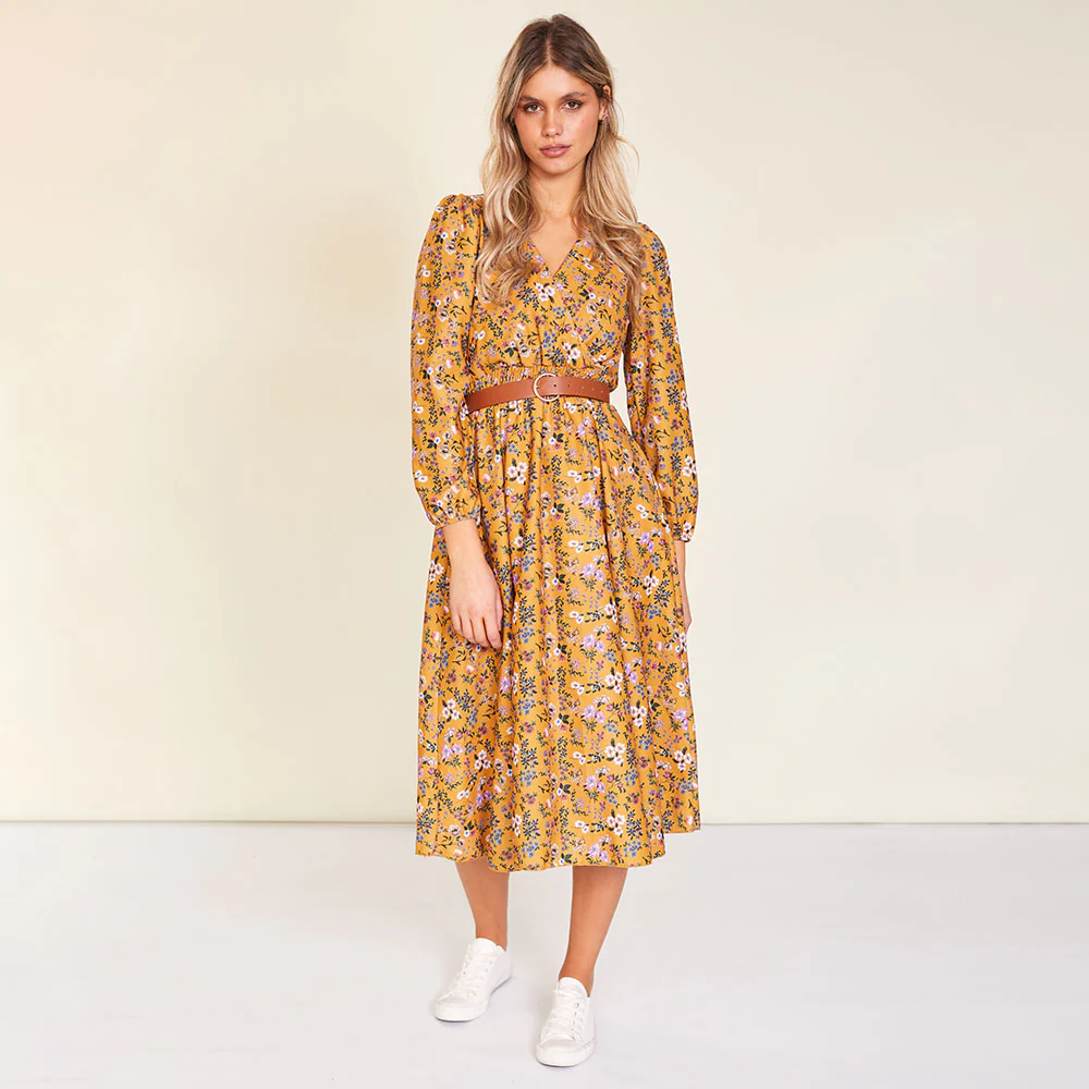 Carrie Dress (Floral Mustard) - Image 4
