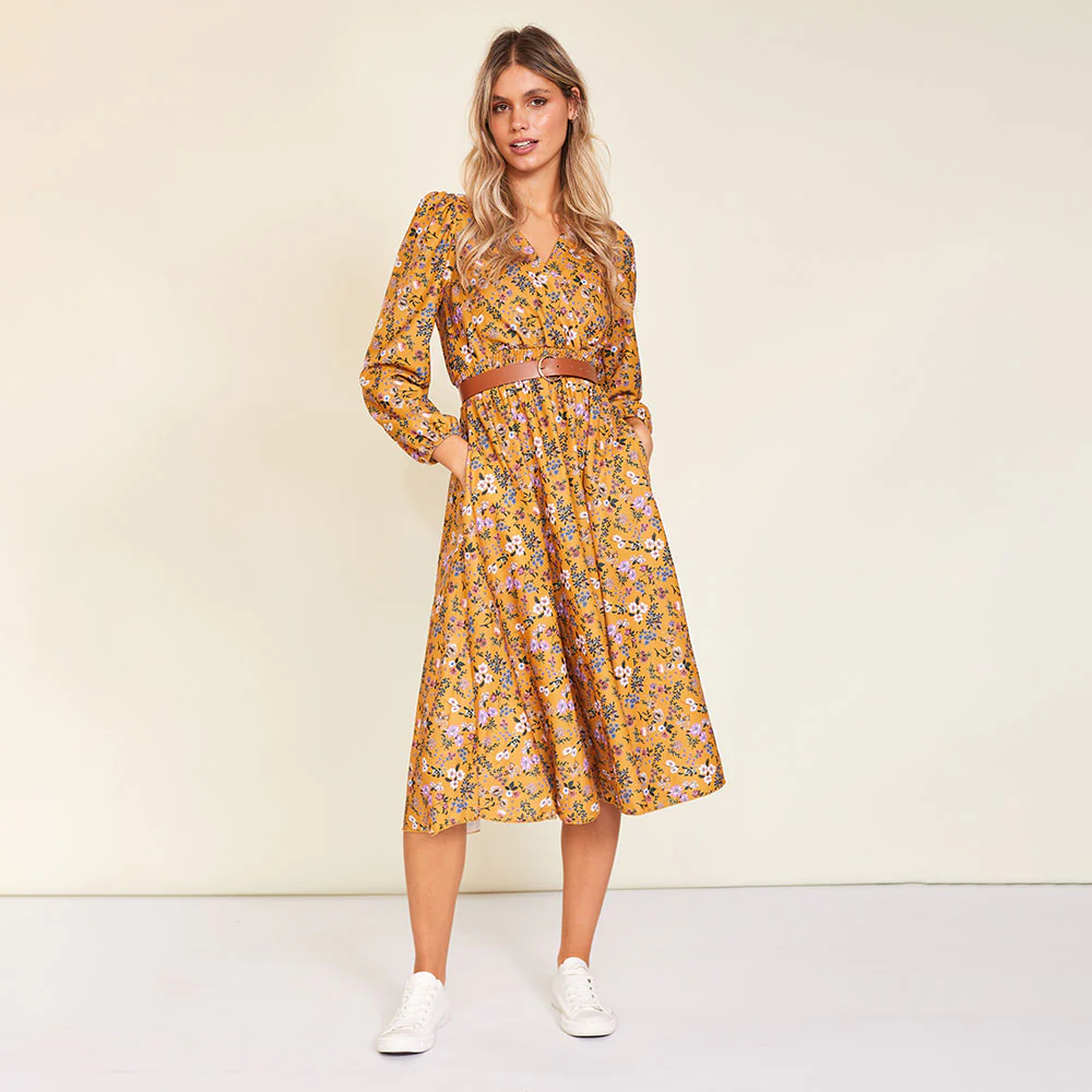 Carrie Dress (Floral Mustard) - Image 5