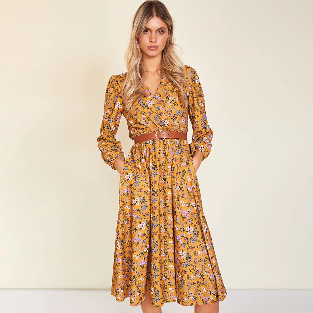 Carrie Dress (Floral Mustard) - Image 6