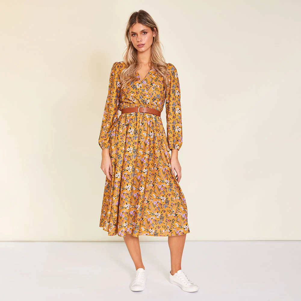 Carrie Dress (Floral Mustard) - Image 7
