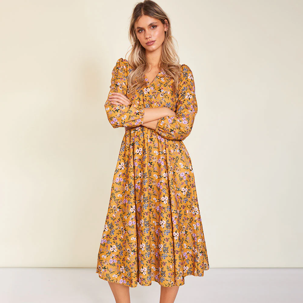 Carrie Dress (Floral Mustard) - Image 8