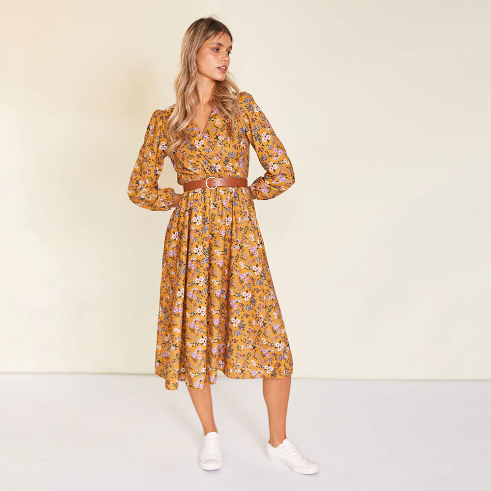 Carrie Dress (Floral Mustard) - Image 9