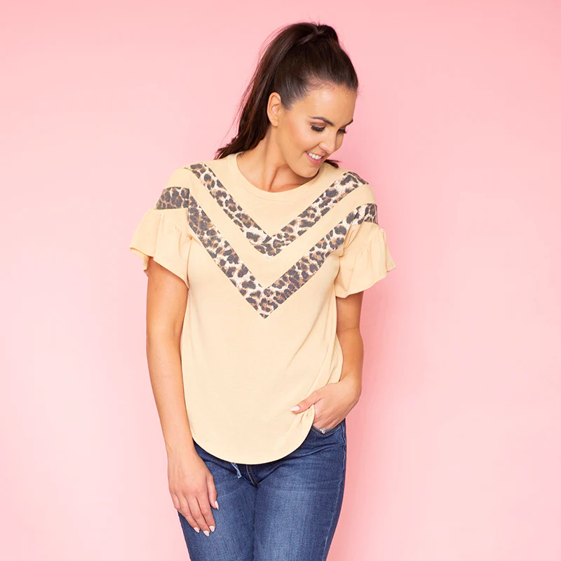 Cheever Chevron Ruffled Sleeve Top (Mustard) - Image 7